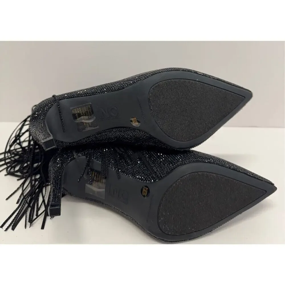 INC Boots Size 8.5 Black Western Ankle Booties Pointed‎ Toe Evening Shoes NEW
